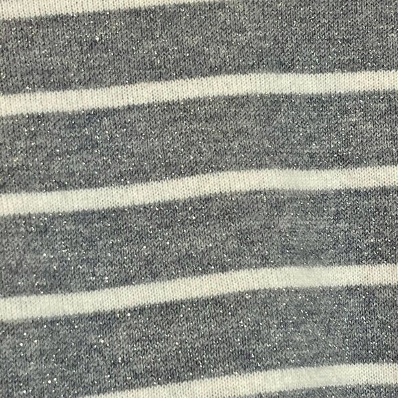 Old Navy Sweater Gray & White  Shimmer Crew Neck Striped Long Sleeve  Size L - Picture 4 of 10